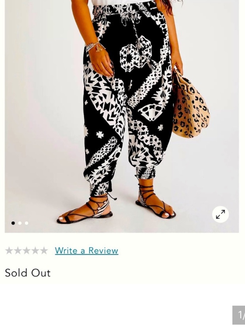 Anthropologie Black and White Geometric Print Joggers